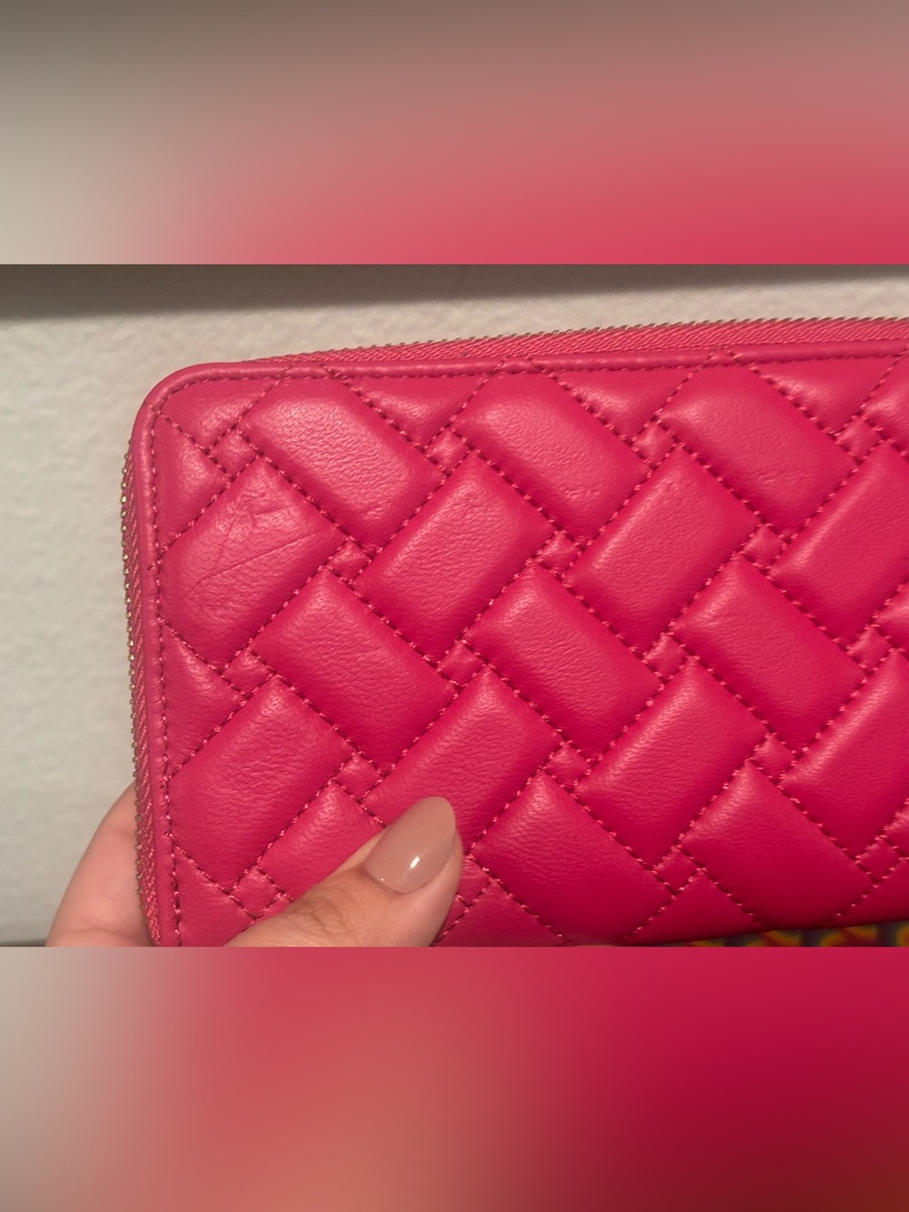 Kurt Geiger Hot Pink Quilted Zip-Around Wallet - Picture 8 of 12